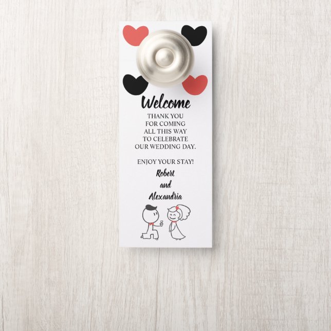 Willkommen und stören Sie nicht das Hochzeitspaar Türanhänger (Auf Knauf)
