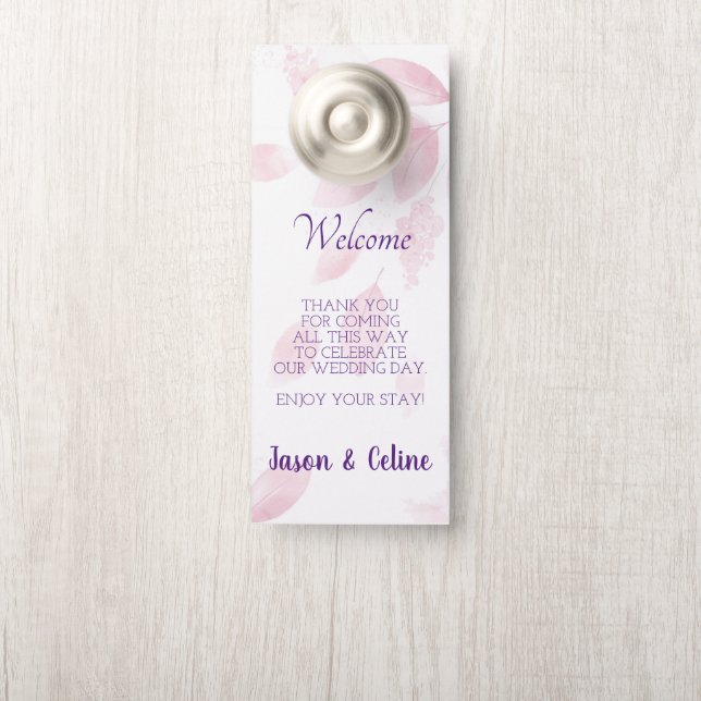 Willkommen und Stören Sie nicht die Hochzeitstür Türanhänger (Auf Knauf)