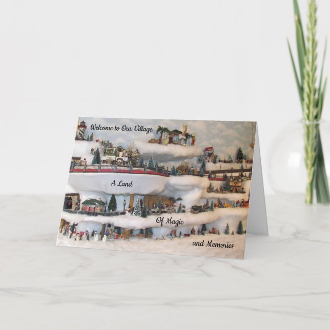 Willkommen Village Weihnachtskarte Feiertagskarte (Vorderseite)