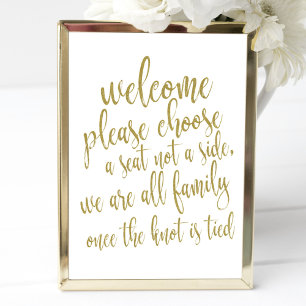 Willkommen Wählen Sie einen Platz, kein Side Gold  Poster