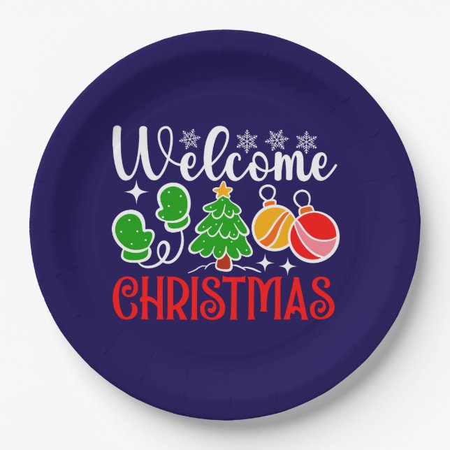 Willkommen Weihnachten 23758 Pappteller (Vorderseite)