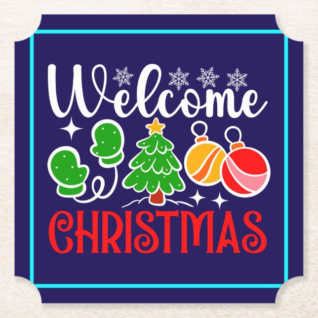 Willkommen Weihnachten-63758 Untersetzer (Vorderseite)