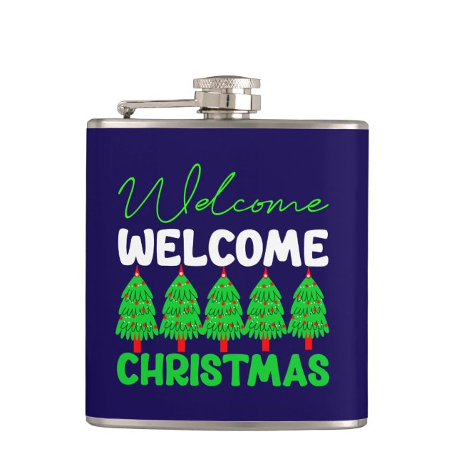 Willkommen Weihnachten-85600 Flachmann (Vorderseite)
