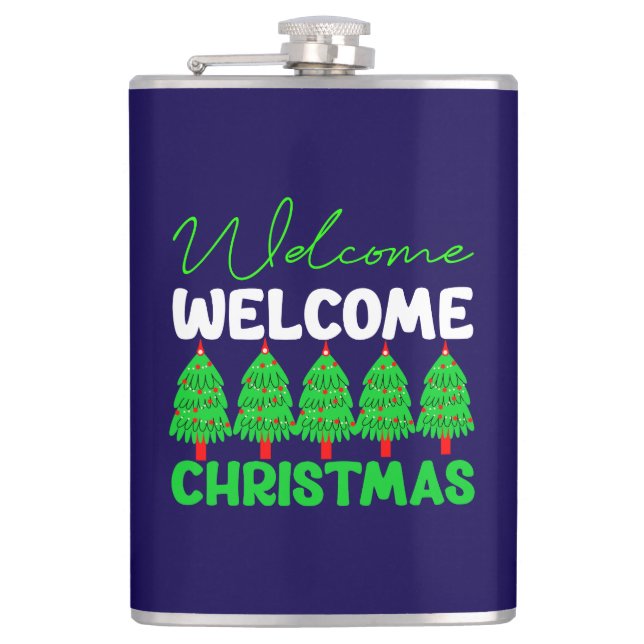 Willkommen Weihnachten-85600 Flachmann (Vorderseite)