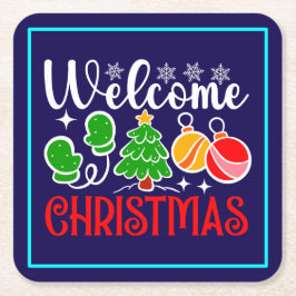 Willkommen Weihnachten Rechteckiger Pappuntersetzer