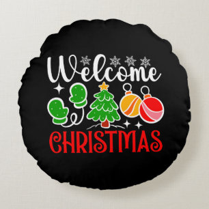 Willkommen Weihnachten Rundes Kissen