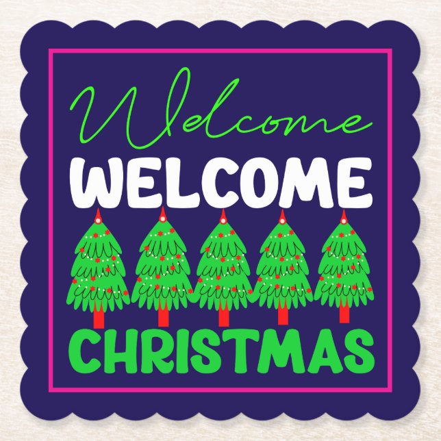 Willkommen Weihnachtsbaum Feiertagsdesign-85600 Untersetzer (Vorderseite)