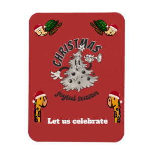 Willkommen Weihnachtszeit Retro Cartoon Magnet