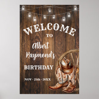 Willkommen Western Cowboy Boots Hat Geburtstag Poster