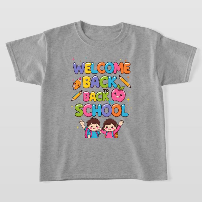 WILLKOMMEN WIEDER IN DIE SCHULE - Farbenfrohe Kind T-Shirt (Ablage )