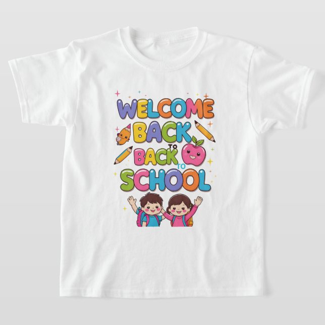 WILLKOMMEN WIEDER IN DIE SCHULE - Farbenfrohe Kind T-Shirt (Ablage )