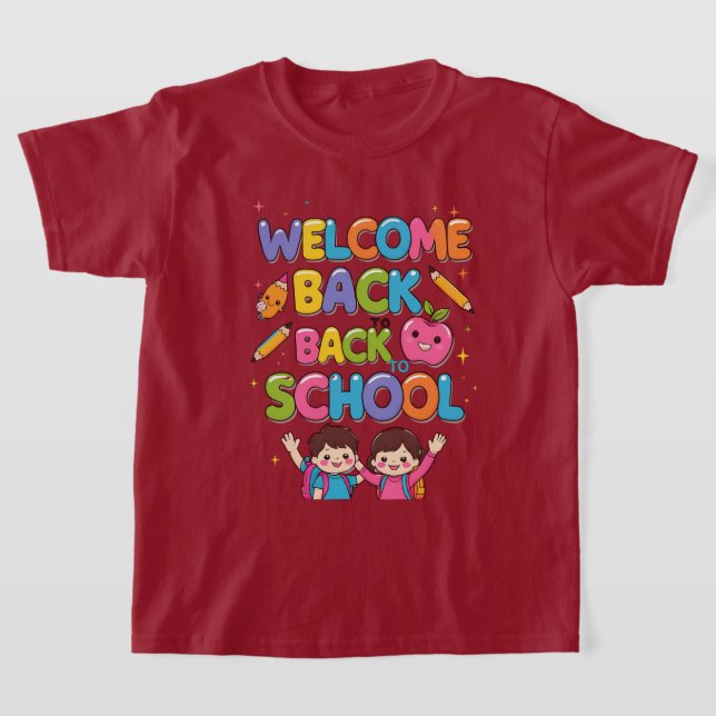 WILLKOMMEN WIEDER IN DIE SCHULE - Farbenfrohe Kind T-Shirt (Ablage )