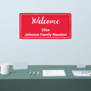 Willkommen Wiedersehen in Hellrot und Weiß Banner