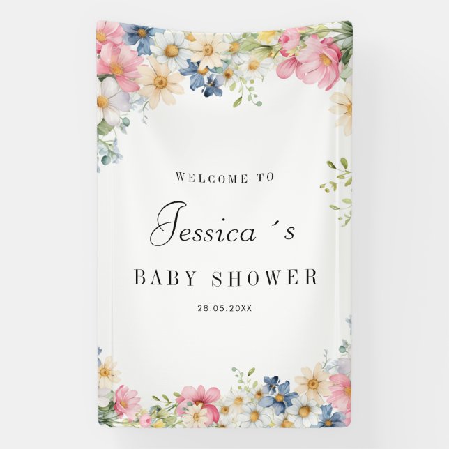 Willkommen! Wildblume, Babydusche Banner (Vertikal)