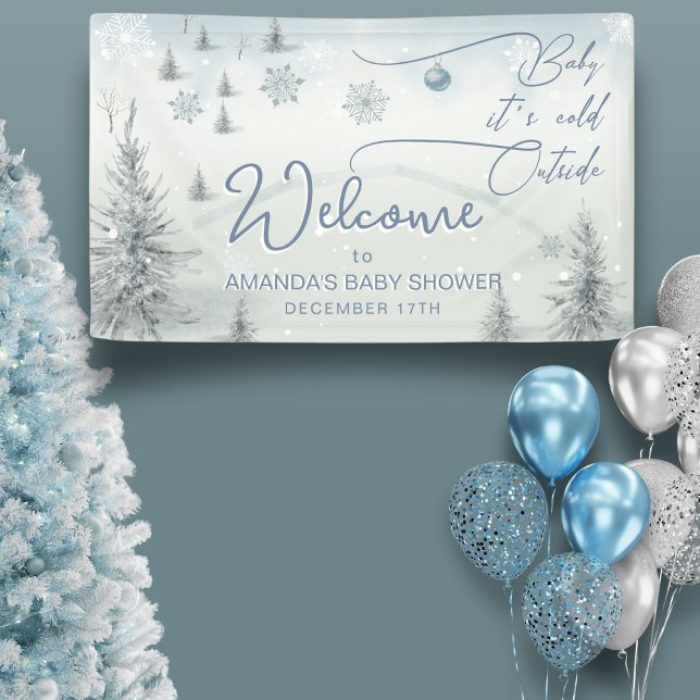 Willkommen Winter seine kalte Outdoor Babydusche Banner (Von Creator hochgeladen)