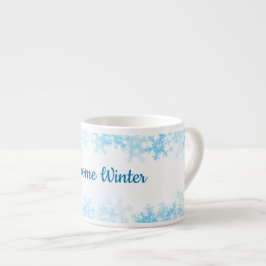 Willkommen Winter, weiße blaue Eiskristalle Espressotasse