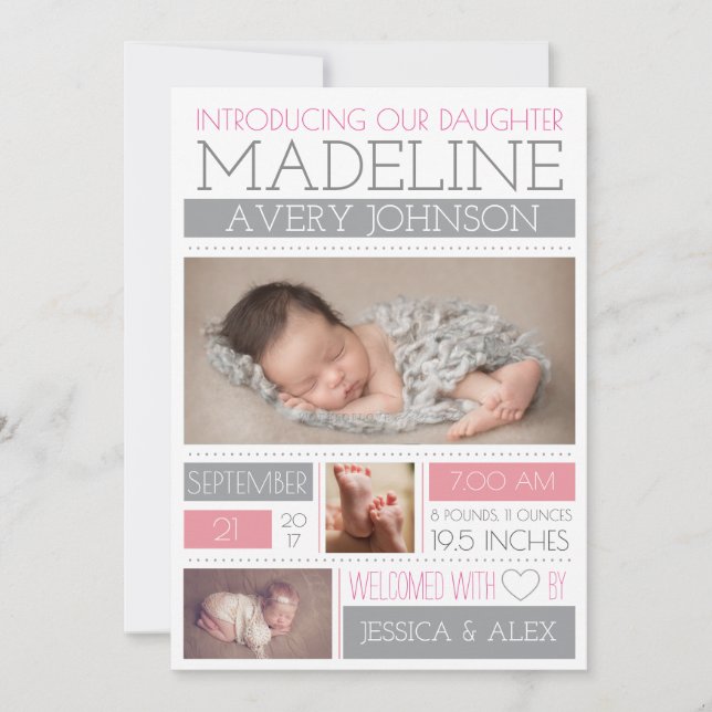 Willkommen Wonder Birth Ankündigungen (Vorderseite)