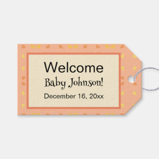 Willkommen zu Hause Baby Peach Gelbe geometrische Geschenkanhänger