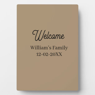 Willkommen zu Hause Familienname Haus Einweihung Fotoplatte