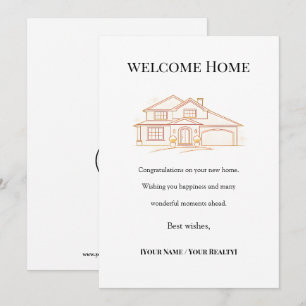 Willkommen Zu Hause Immobilienkarte Elegant Gold Dankeskarte