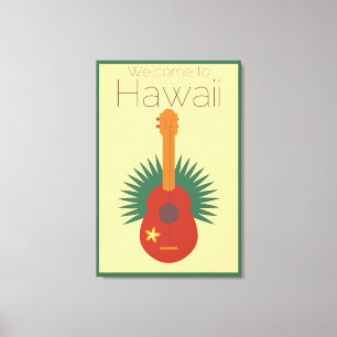 Willkommen zu HawaiiUkulele Retro Leinwanddruck