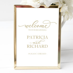 Willkommen zu unserem Anfang Chic Gold Schrift S Poster