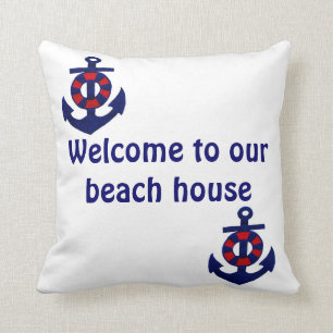 Willkommen zu unserem Strand-Haus-Anker Kissen