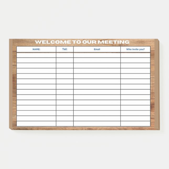 WILLKOMMEN ZU UNSERER TAGUNG POST-IT KLEBEZETTEL (Vorderseite)