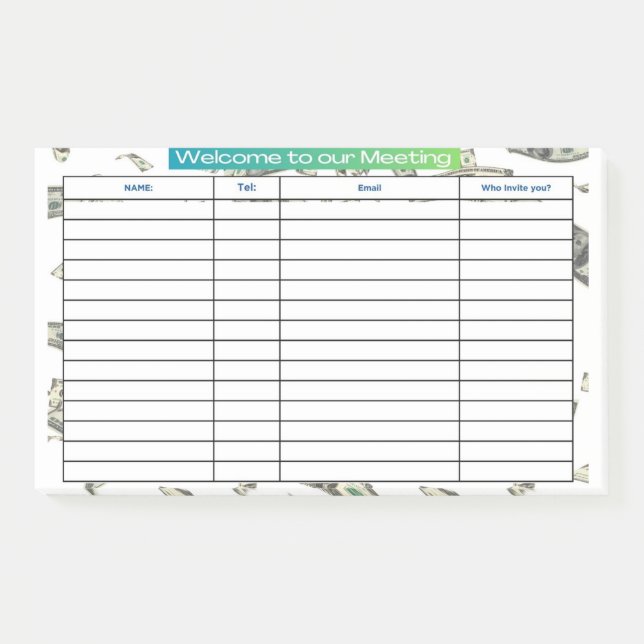 WILLKOMMEN ZU UNSERER TAGUNG POST-IT KLEBEZETTEL (Vorderseite)