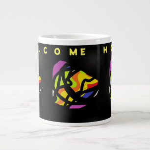 WILLKOMMEN ZUHAUSE ART PATTER AUF SCHWARZ Jumbo-Tasse