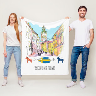 Willkommen Zuhause Fügen Sie Ihren Text Stockholm Fleecedecke