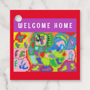 Willkommen Zuhause Gruß mit Kunstbild Geschenkanhänger