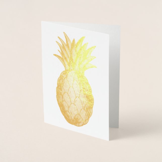 Willkommen Zuhause Housewarming Goldene Ananas Folienkarte (Vorderseite)