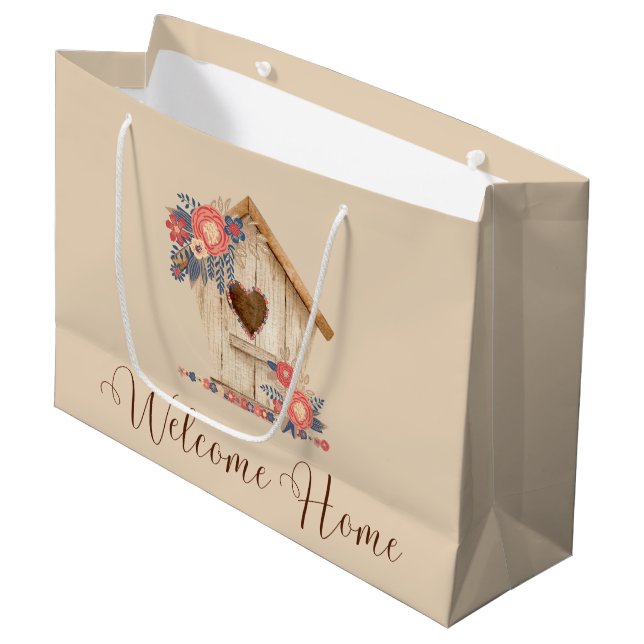 Willkommen Zuhause Realtor Herzlichen Glückwunsch Große Geschenktüte (Vorderseite Schrägansicht)