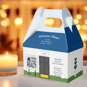 Willkommen Zuhause Realtor Logo Blue Roof Geschenk Geschenkschachtel