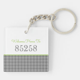 Willkommen Zuhause zum ZIP CODE Black Green Classi Schlüsselanhänger