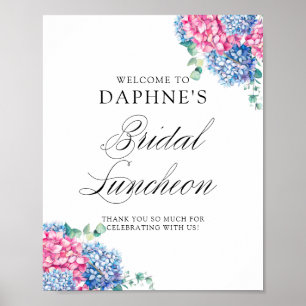 Willkommen zum Brautluncheon mit rosa und blauen H Poster