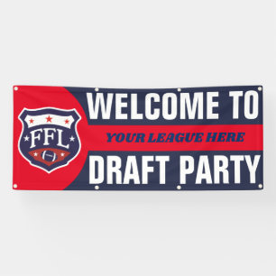 Willkommen zum Fantasie-Fußball-Entwurfs-Party Banner