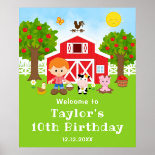 Willkommen zum Geburtstag des rothaarigen Jungen a Poster