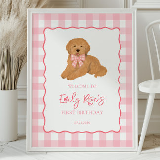 Willkommen zum Geburtstag eines Golden Doodle Welp Poster