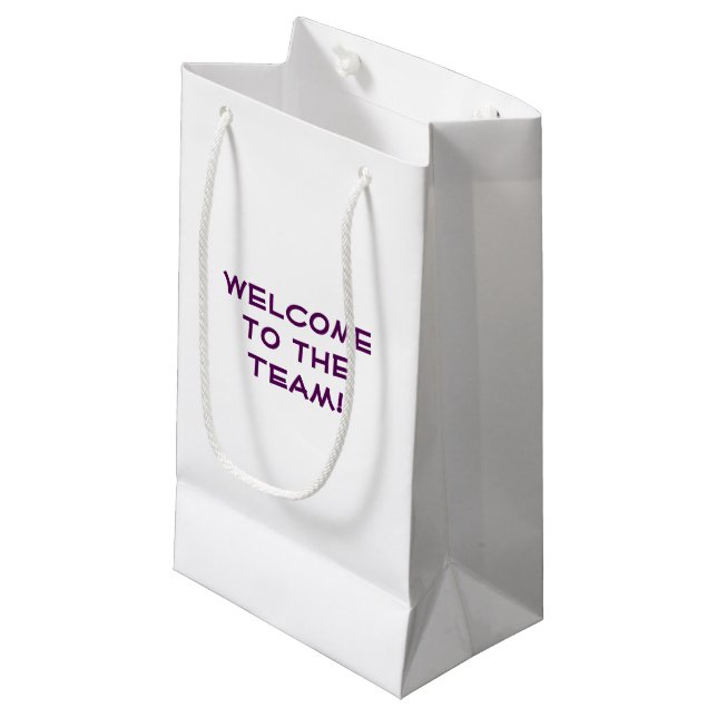Willkommen zum Team! Kleine Geschenktüte (Vorderseite Schrägansicht)