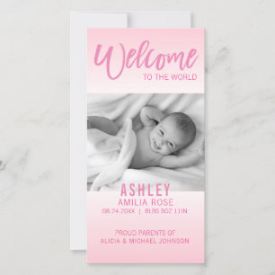 Willkommen zum Weltneuen Baby-Mitteilung   FOTO Ankündigung