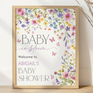 Willkommen zur Baby Shower 'Baby in Blüte' Schmett Poster