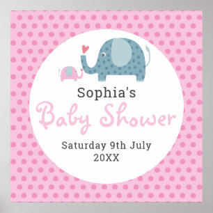 Willkommen zur Baby Shower für das Mädchen mit ros Poster