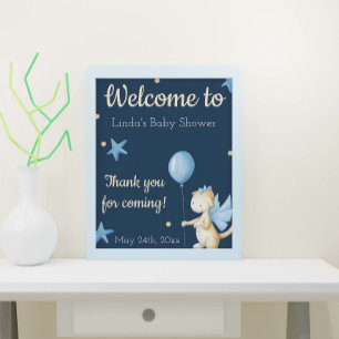 Willkommen zur Babyparty mit Drachen und Ballonjun Poster