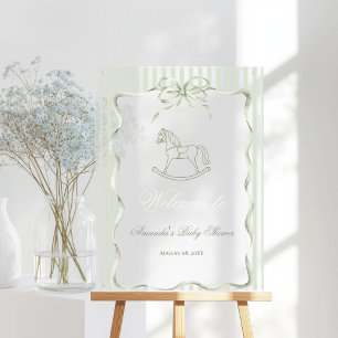 Willkommen zur Babyparty mit Vintage-Olivgrünem Sc Acrylschild