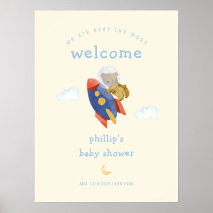 Willkommen zur Babyparty Over The Moon Rocket Bär Poster