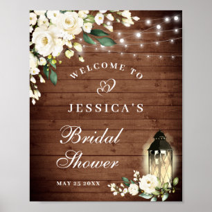 Willkommen zur Bridal Shower mit Holz und weißen R Poster