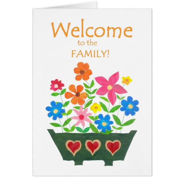 Willkommen zur Familien-Karte - Blumen-Power (Vorne)