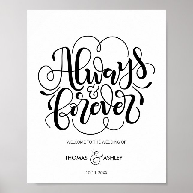 Willkommen zur Hochzeit von - immer und für immer Poster (Vorne)